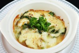 帆立と菜の花のミソチーズ焼き