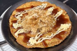 菜の花と春菊のお好み焼き